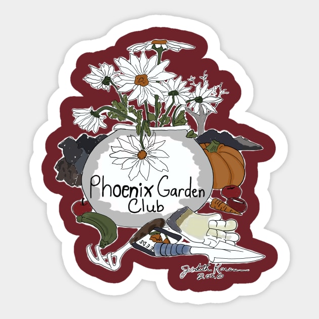 Phoenix Garden Club Sticker by Judith Karen Art